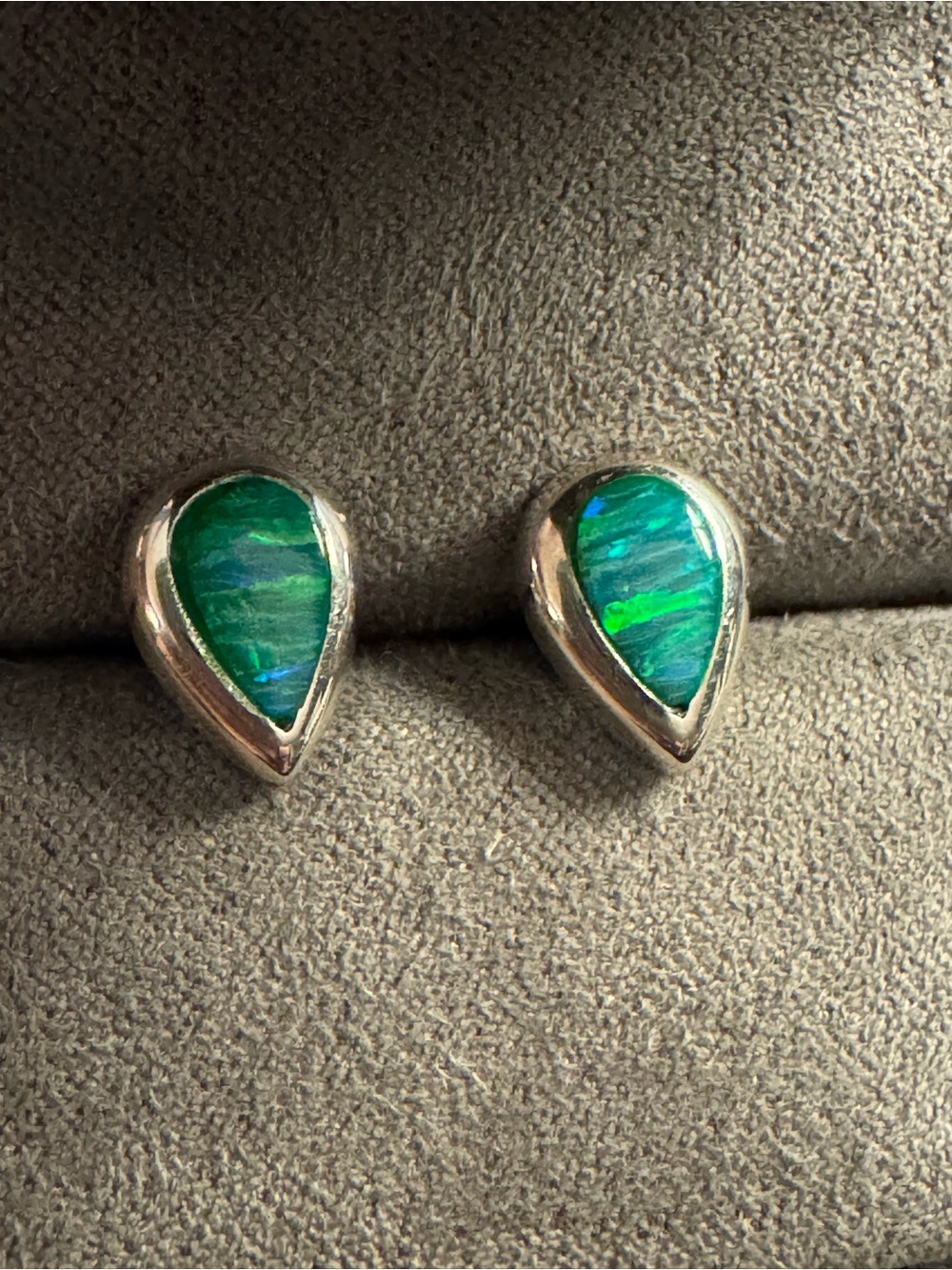 Sterling Silver Opal Teardrop Stud Earrings